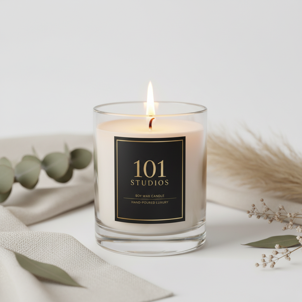 101 Studios Limited Edition Candle - Lit with Warm Glow